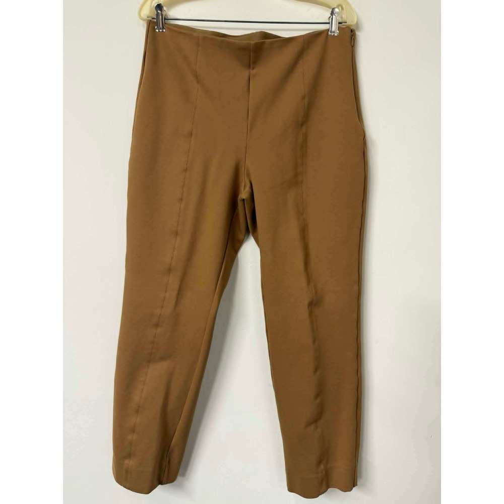 Quince Ultra-Stretch Ponte Straight Leg Pants Camel Brown‎ Side Zip Women XL